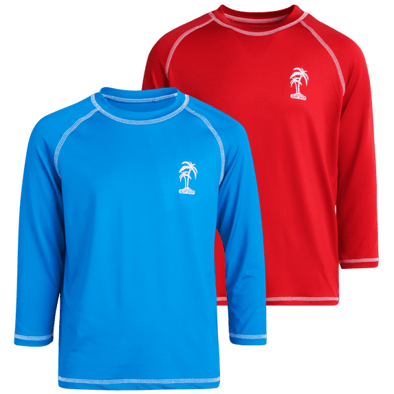 iXtreme Boys Rash Guard - 2 Pack Quick Dry UPF 50+ Sun Protection Long Sleeve Swim Shirt (8-18)