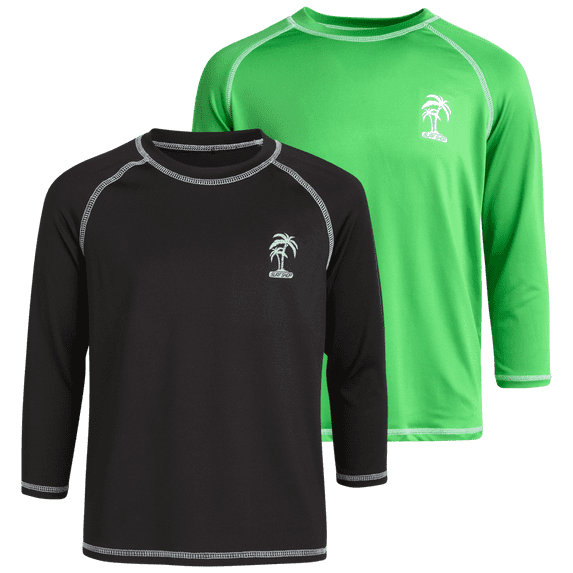 iXtreme Boys Rash Guard - 2 Pack Quick Dry UPF 50+ Sun Protection Swim Shirt for Boys (4-18)