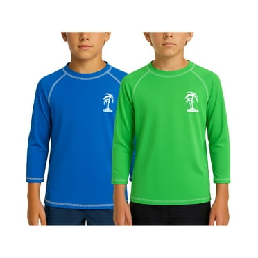 iXtreme Boys' Rash Guard Shirts Long Sleeve - 2 Pack UPF 50  Quick Dry Sun Protection Swim Shirts - (8-18)