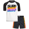 thumbnail image 1 of iXtreme Boys' Rashguard Set - UPF 50+ 2-Piece Snug Fit Swim Shirt and Trunks Swimsuit Set (Size: 4-12), 1 of 7