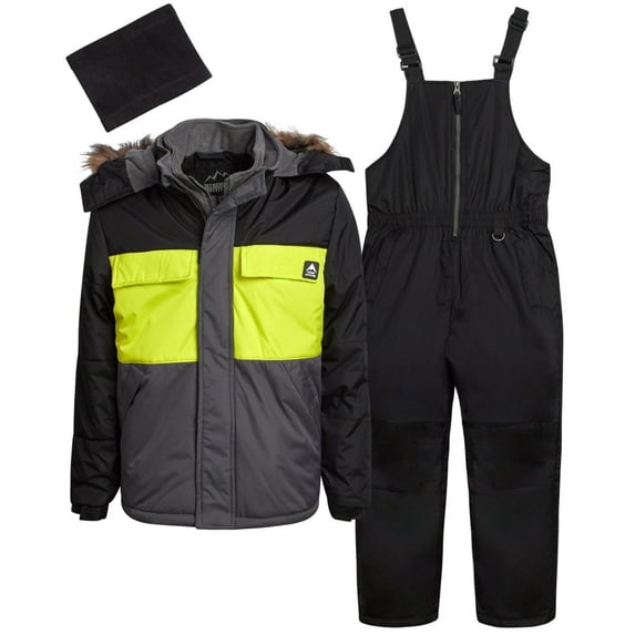 iXtreme Boys Snowsuit Set - 2 Piece Insulated Ski Jacket and Snow Pants Overall Bibs for Boys (5-18)