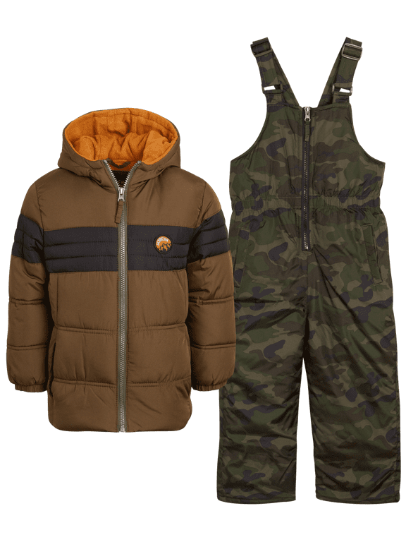 Boys Snowsuit Set - 2 Piece Insulated Ski Jacket and Overall Snow Bibs for Boys (12M-7)