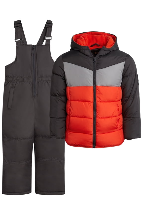 Boys Snowsuit Set - 2 Piece Insulated Ski Jacket and Overall Snow Bibs for Boys (12M-7)