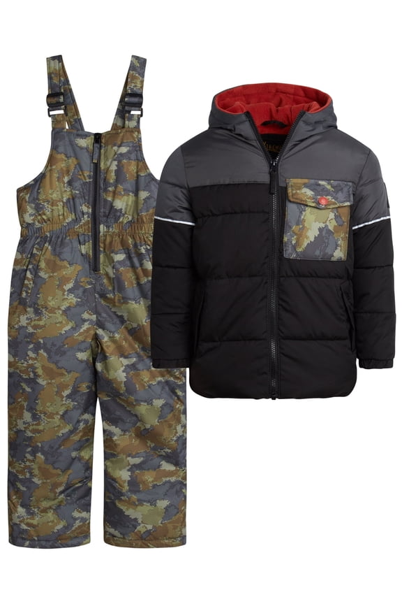 Boys Snowsuit Set - 2 Piece Insulated Ski Jacket and Overall Snow Bibs for Boys (12M-7)