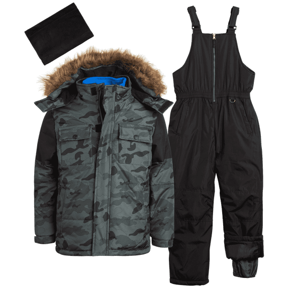 iXtreme Boys Snowsuit Set - 2 Piece Insulated Ski Jacket and Snow Pants Overall Bibs for Boys (4-18)