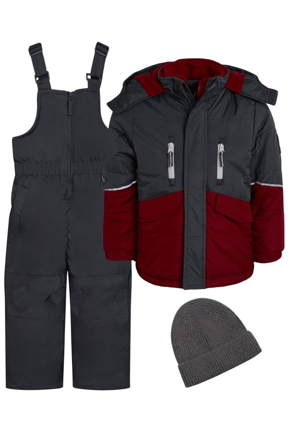 Boys Snowsuit Set - 2 Piece Insulated Ski Jacket and Snow Pants Overall Bibs for Boys (5-18)