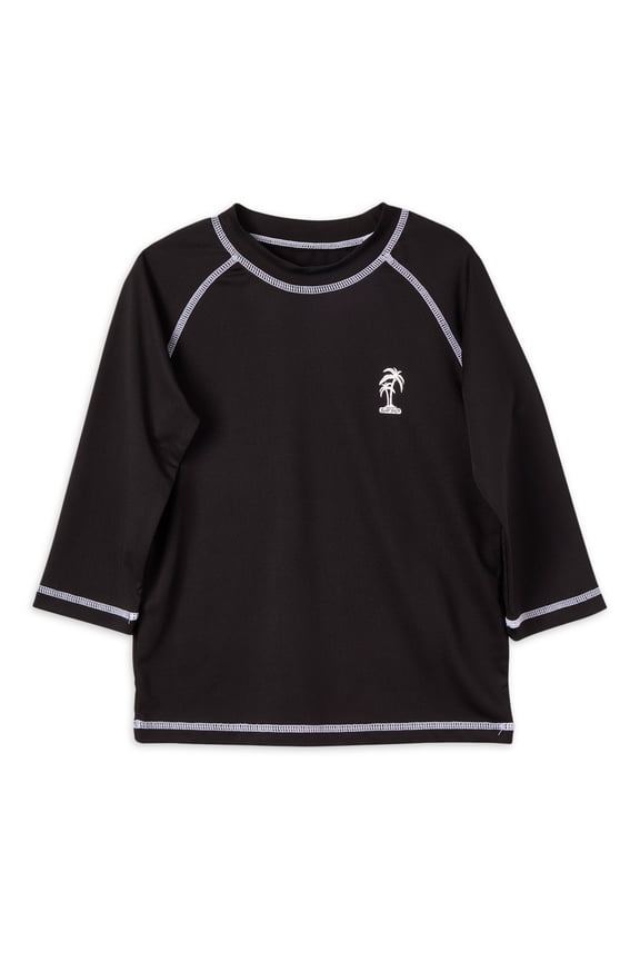 Boys Solid Rashguard Swim Top with Long Sleeves, Sizes 4-18