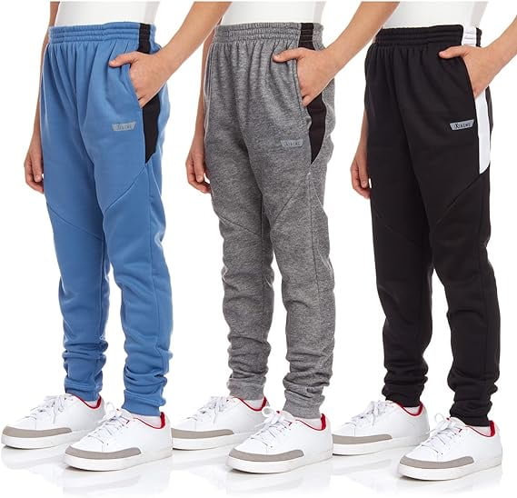 iXtreme Boys' 3 Pack Cozy Fleece Active Lightweight Jogger Pants (Size