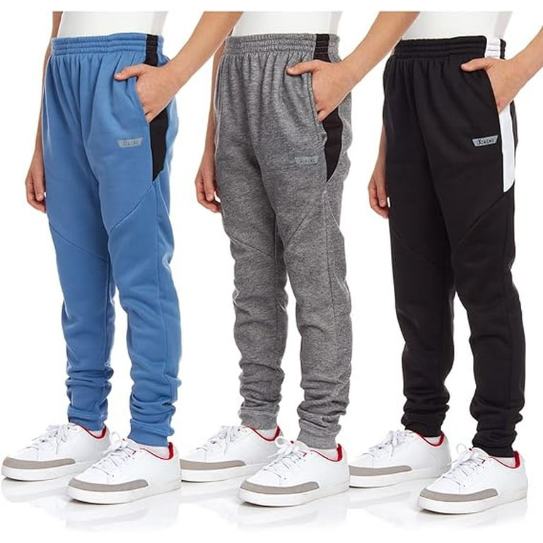 iXtreme Boys Jogger Sweatpants 3 Pack Athletic Performance Fleece Jogger Pants for Boys 8 18