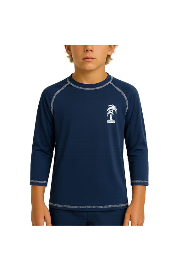 Boys Swim Shirt - UPF50+ Sun Protection Quick Dry Long Sleeve Rash Guard Shirts for Boys