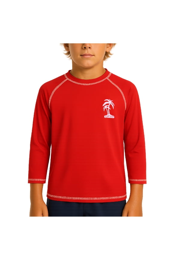 Boys Swim Shirt - UPF50+ Sun Protection Quick Dry Long Sleeve Rash Guard Shirts for Boys