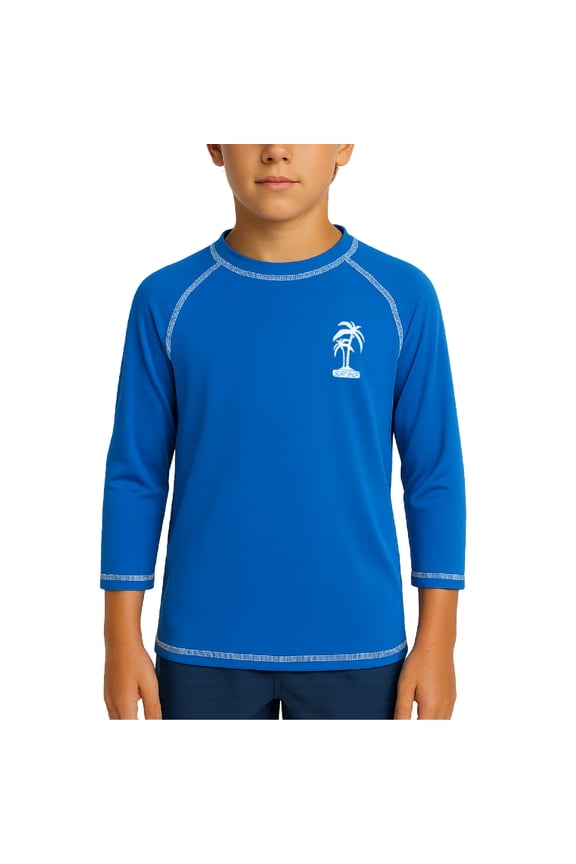 Boys Swim Shirt - UPF50+ Sun Protection Quick Dry Long Sleeve Rash Guard Shirts for Boys