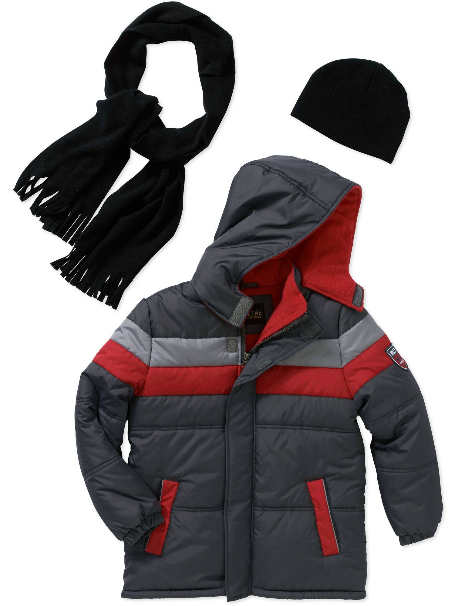 iXtreme Little Boys' "Howl Harp" Insulated Jacket with Beanie (Sizes 4 - 7) - charcoal gray, 4 - image 1 of 2