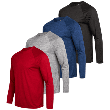 iXtreme Men’s Active T-Shirts - 4 Pack Performance Dry Fit Long Sleeve Workout Shirts for Men (S-3X)
