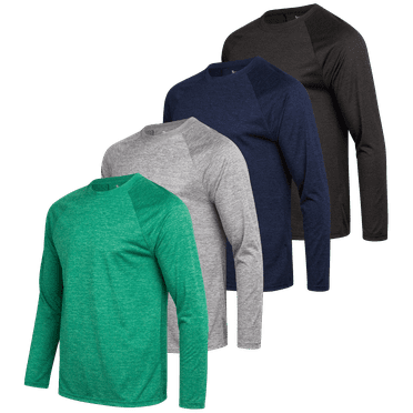 iXtreme Men’s Active T-Shirts - 4 Pack Performance Dry Fit Long Sleeve Workout Shirts for Men (S-3X)