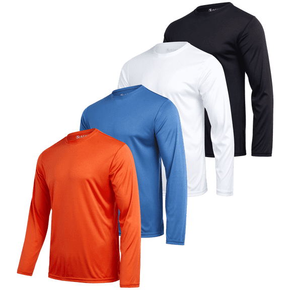 iXtreme Mens Athletic Shirts - Lightweight Moisture Wicking Workout Long Sleeve Shirts for Men 4 Pack