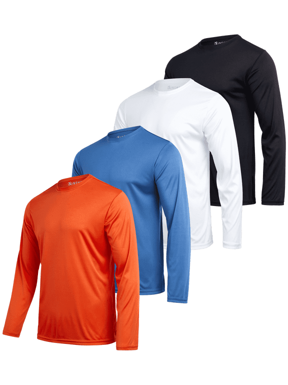 Mens Athletic Shirts - Lightweight Moisture Wicking Workout Long Sleeve Shirts for Men 4 Pack