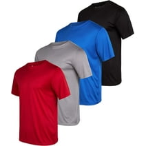 iXtreme Men's Athletic T-Shirt - 4 Pack Active Performance Dry-Fit Sports Tee - Short Sleeve Workout Running Shirt (S-3XL)