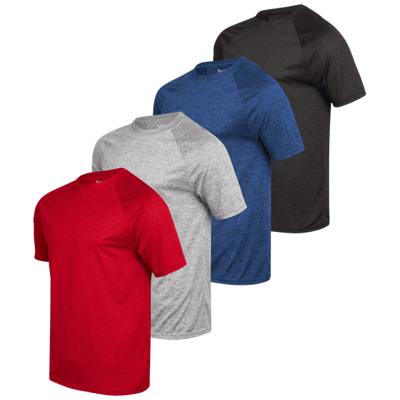 iXtreme Mens Athletic Shirts - 4 Pack Short Sleeve Dry Fit Sports Workout Shirts for Men