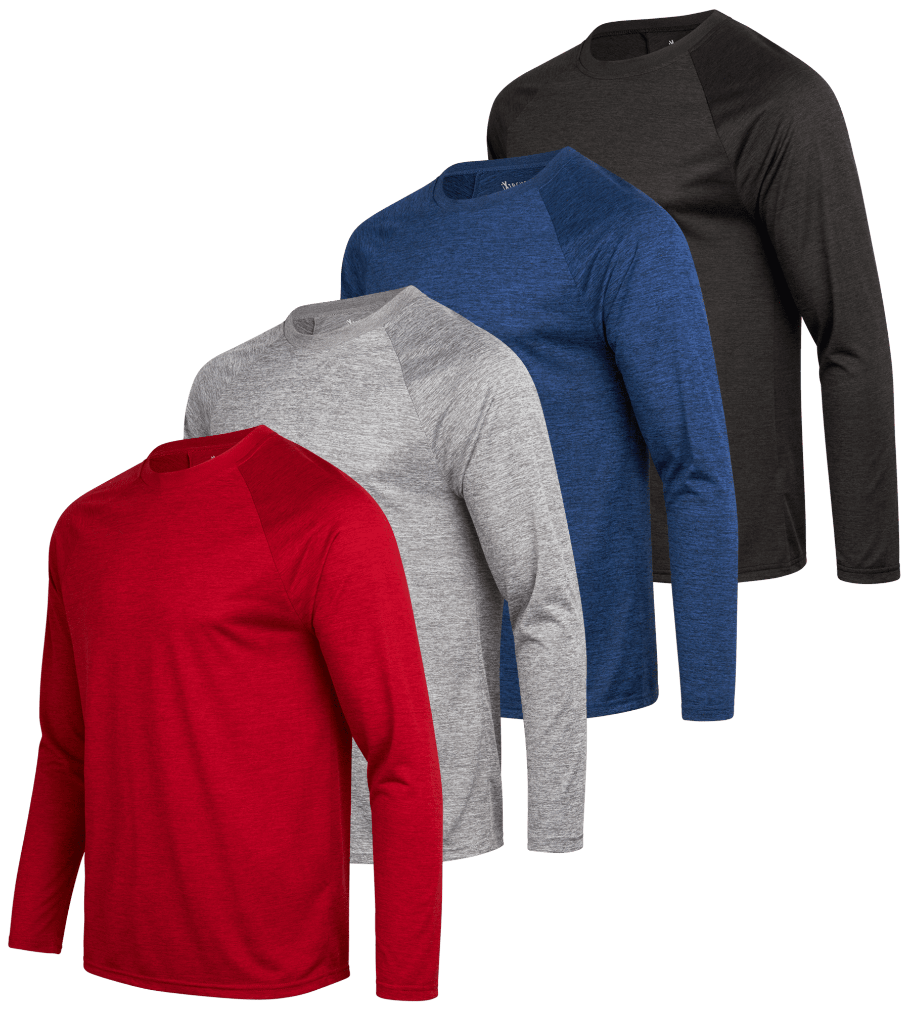 iXtreme Men's 4 Pack Long Sleeve DryFit Performance Athletic TShirts