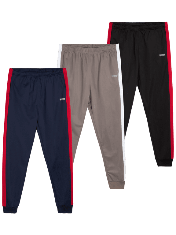 Men's Tricot Jogger Pants - 3 Pack Active Performance Sweatpants for Men (Sizes: S-2XL)