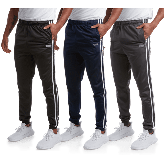 iXtreme Men's Tricot Jogger Pants - 3 Pack Active Performance Sweatpants for Men (Sizes: S-2XL)