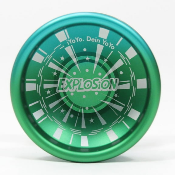 iYoYo EXPLOSiON Yo-Yo - Bi-Metal - 7075 Aluminum YoYo with Stainless Steel Rings (Blue Green Fade with Silver Rings)