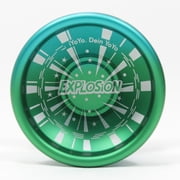iYoYo EXPLOSiON Yo-Yo - Bi-Metal - 7075 Aluminum YoYo with Stainless Steel Rings Blue Green Fade with Silver Rings