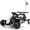 thumbnail image 1 of iYofe 12V Ride on Car for Kids, 360° Spin Drift Racing Go Kart with Powered PU Glowing Wheels, Water Spray Effect with Light, Music, Electric Ride On Toys for Boys Girls Age 3-8, White, 1 of 8