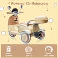 thumbnail image 1 of 12V Two Motors Kids Ride On Electric Motorcycle, 2 Seater Three Wheel Ride On Toy with Adult Flip Seat, Bluetooth Music, USB, LED Headlight, Oversized Trunk, Ride On Motorcycle for Kids 3-6, Beige, 1 of 9