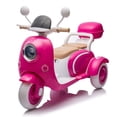 thumbnail image 1 of 12V Two Motors Kids Ride On Electric Motorcycle, 2 Seater Three Wheel Ride On Toy with Adult Flip Seat, Bluetooth Music, USB, LED Headlight, Oversized Trunk, Ride On Motorcycle for Kids 3-6, Rose Red, 1 of 9