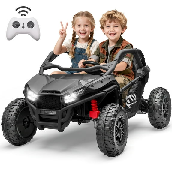 24V Ride on Toy Cars 2 Seater, Kids Ride on UTV Cars with Remote Control, Battery Powered Electric Car for Kids Boys Girls 3-8 w/Bluetooth and Lights, 4 Wheelers Drive, Black