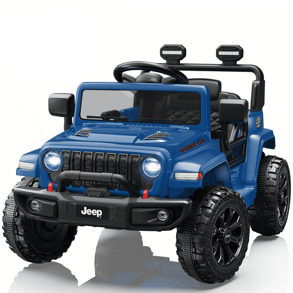12V Jeep Wrangler Rubicon Powered Ride on Car, Kids Electric Car with Rear Wheels Suspension, Remote Control, Lights, Music, Ride On Toys for Boys Girls Age 3+