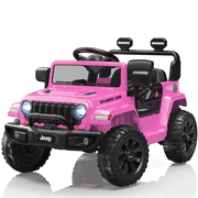 iYofe 12V Jeep Wrangler Rubicon Powered Ride on Car, Kids Electric Car with Rear Wheels Suspension, Remote Control, Lights, Music, Ride On Toys for Boys Girls Age 3+