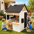 thumbnail image 1 of iYofe 2-IN-1 Grocery Store Outdoor Playhouse for Kids with Pretend Cash Register & BBQ Grill & Kitchen Playset , White, 1 of 8