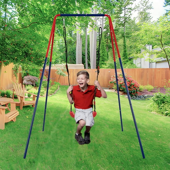 iYofe 2-in-1 Swing Set for Baby toddler Kids, Metal Swing Sets for Outside/Backyard, Monkey Bar Swing Set, Outdoor Playground Playset for 3+ Kids