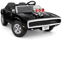 iYofe 24V 2-Seater Licensed 1970 Dodge Charger R/T Ride-On Toys Car for Kids (Black)