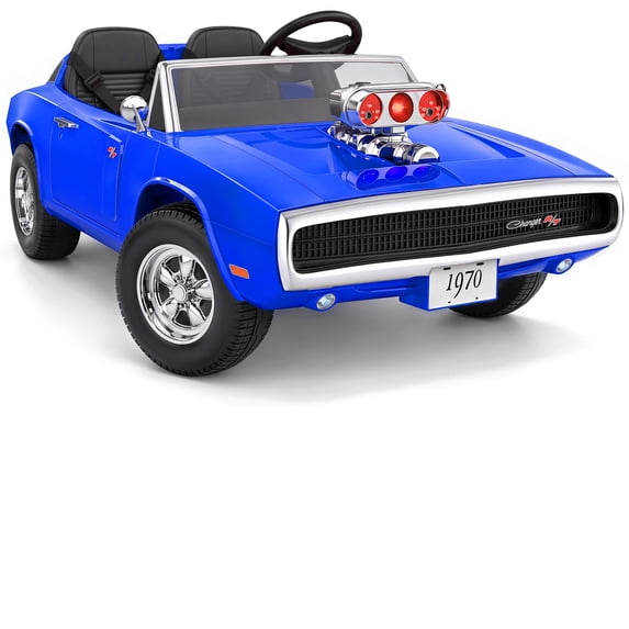 iYofe 24V 2 Seater Licensed 1970 Dodge Charger R/T Powered Ride on Cars, Kids Electric Toys Car with Remote Control, 4 Wheels Spring Suspension, Blue