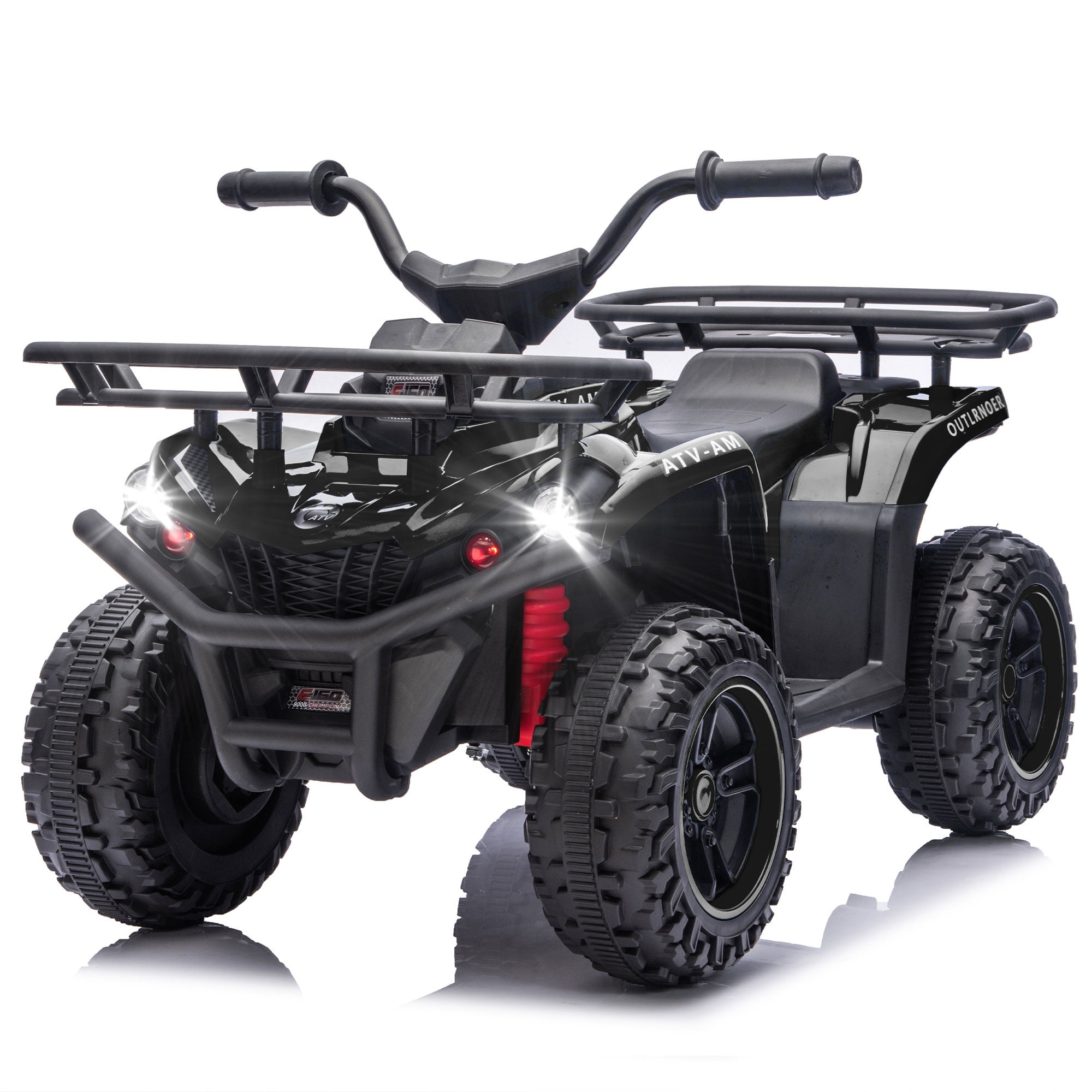 iYofe 24V Big Kids Ride on ATV Quad, Electric 4 Wheeler for Kids 3-6 with Battery Display, Anti-Slip Tires, LED Headlights, Bluetooth, MP3, Storage Racks, Gifts for Birthday & Christmas, Black
