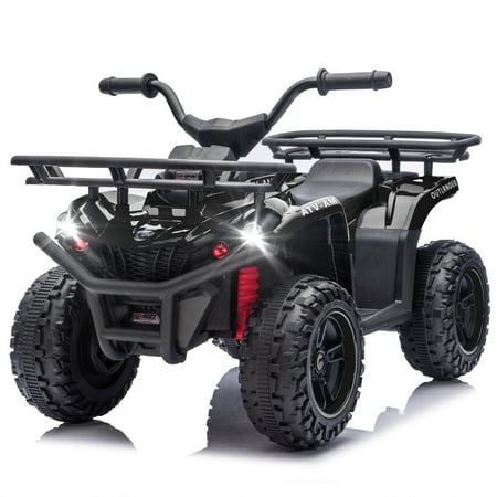 iYofe 24V Big Kids Ride on ATV Quad, Electric 4 Wheeler for Kids 3-6 with Battery Display, Anti-Slip Tires, LED Headlights, Bluetooth, MP3, Storage Racks, Gifts for Birthday & Christmas, Black