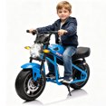 thumbnail image 1 of iYofe 24V Electric Motorcycle for Kids 8-14, 300W Motor Ride on Toys for Big Kids 14” EVA Wheels, Non-Slip Twist Grip Throttle, Speed up to 11.18MPH, Dual Suspension, Music&Light, Blue, 1 of 7
