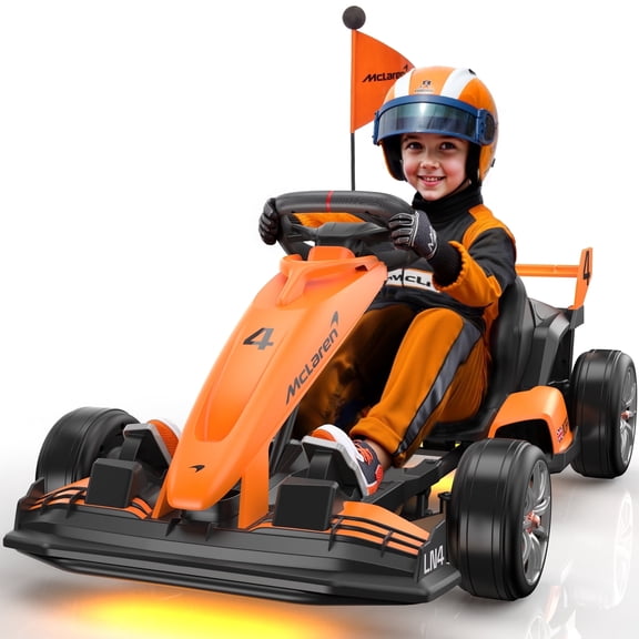24V Electric Go Kart for Kids, McLaren Powered Drift Racing Go Cart W/ 400W Powerful Motor, 3 Levels Adjustable Seat, Kids Race Pedal Go Karting Car Rear Wheel Drive Ride on Car Toy for Boy Girl