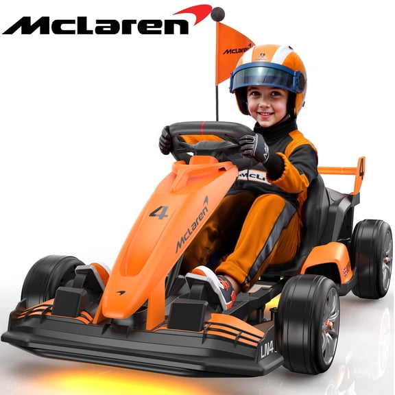 24V Electric Go Kart for Kids, McLaren Powered Drift Racing Go Cart W/ 400W Motor, Adjustable Seat, Kids Race Pedal Ride on Car Toy for Boy Girl