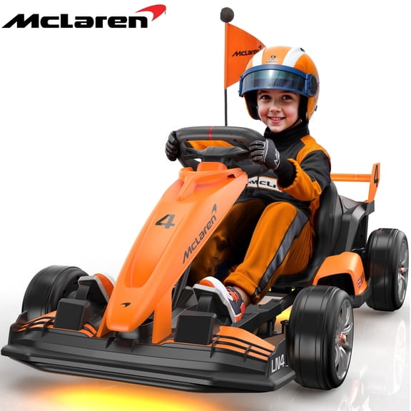 iYofe 24V Licensed McLaren Electric Drift Go Kart for Kids, Battery Powered Ride on Crazy Go Cart with Adjustable Seat & Racing Pedal, 360 Spin, 400W Motor, 7.5 MPH, Ages 6+