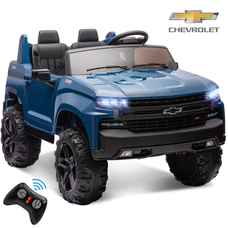 iYofe 24V Licensed Chevrolet Silverado Powered Ride-On Toy with Remote Control, Blue