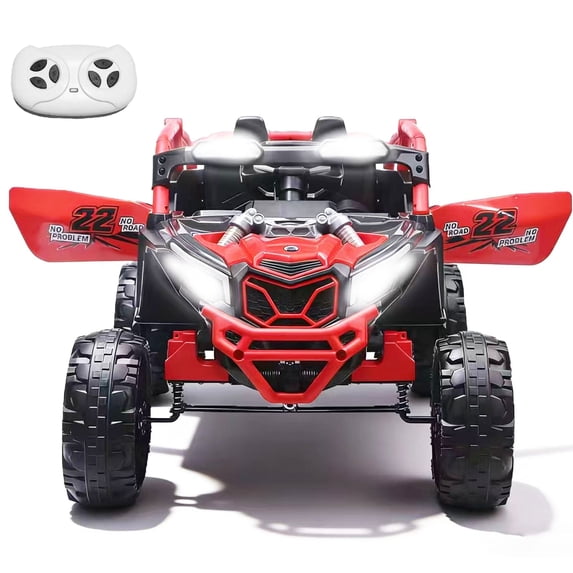 24V Ride on Toys for Big Kids, 2 Seater Kids Electric Car W/Parent Remote, 4 Wheeler Suspension, Bluetooth, Music, Led Light, Kids' Electric Vehicles for Girls Boys 4-8, Red, Battery Powered