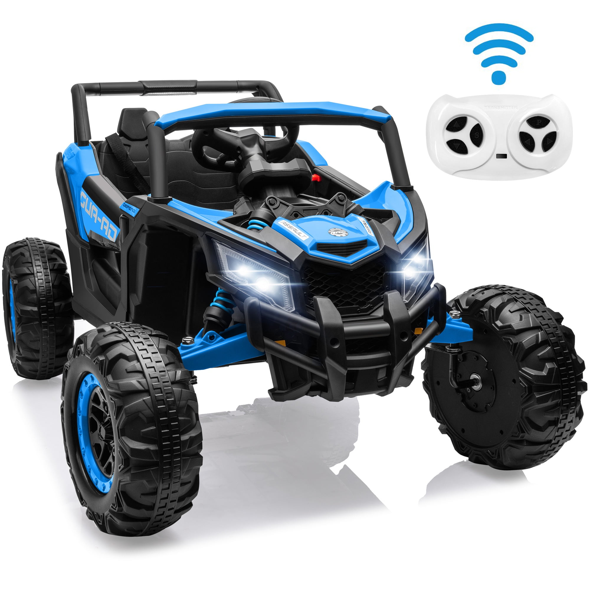 FINITO 24V Kids Ride on UTV 2WD/4WD Electric Off-Road Vehicle 4 Wheeler Battery Powered Truck with Storage Trunk Parent Remote Control Gift for Boy Girl Age 3+, Blue