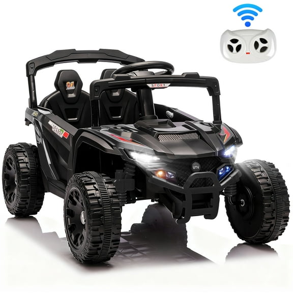 iYofe 24V Powered Ride on Toys with Remote Control, Kids Ride on Car UTV for Boys Girls Ages 3-5, Ride on Vehicles Electric Cars for Kids with Bluetooth, Music, LED Lights, 4 Wheels Suspension, Black
