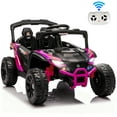 thumbnail image 1 of iYofe 24V Powered Ride on Toys with Remote Control, Kids Ride on Car UTV for Boys Girls Ages 3-5, Ride on Vehicles Electric Cars for Kids with Bluetooth, Music, LED Lights, 4 Wheels Suspension, Pink, 1 of 9