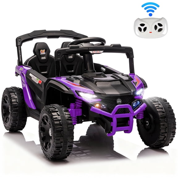 24V Powered Ride on Toys with Remote Control, Kids Ride on Car UTV for Boys Girls Ages 3-5, Ride on Vehicles Electric Cars for Kids with Bluetooth, Music, LED Light, 4 Wheels Suspension, Purple
